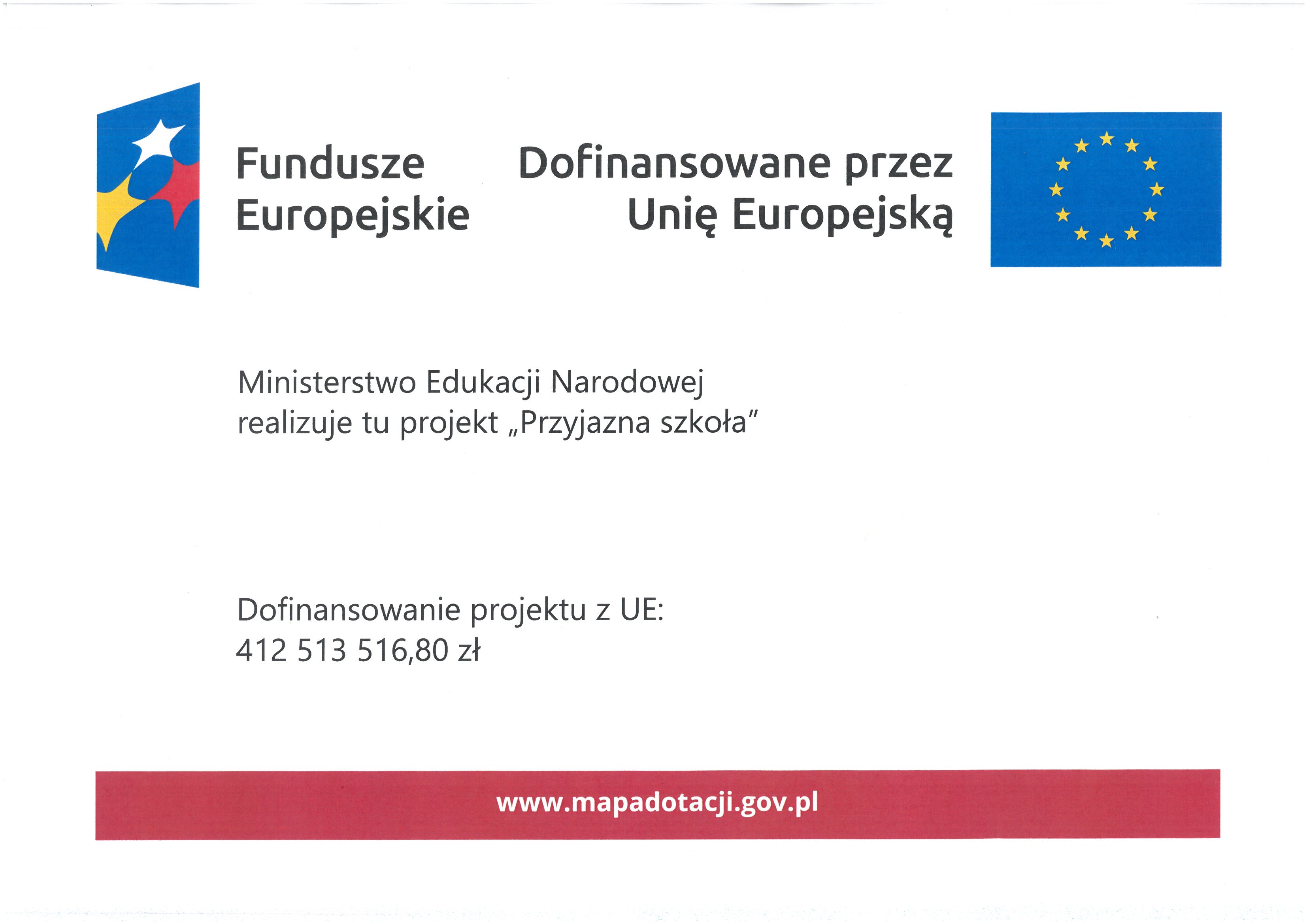 plakat z kwotą dofinansowania